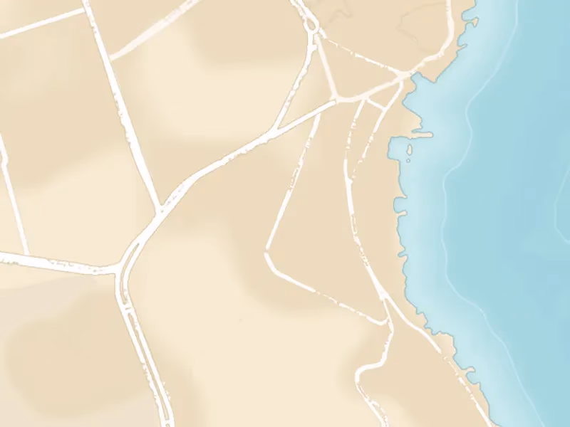 Kaartuitsnede van Hurghada met de pin op Sakkala, het stadscentrum langs de kust